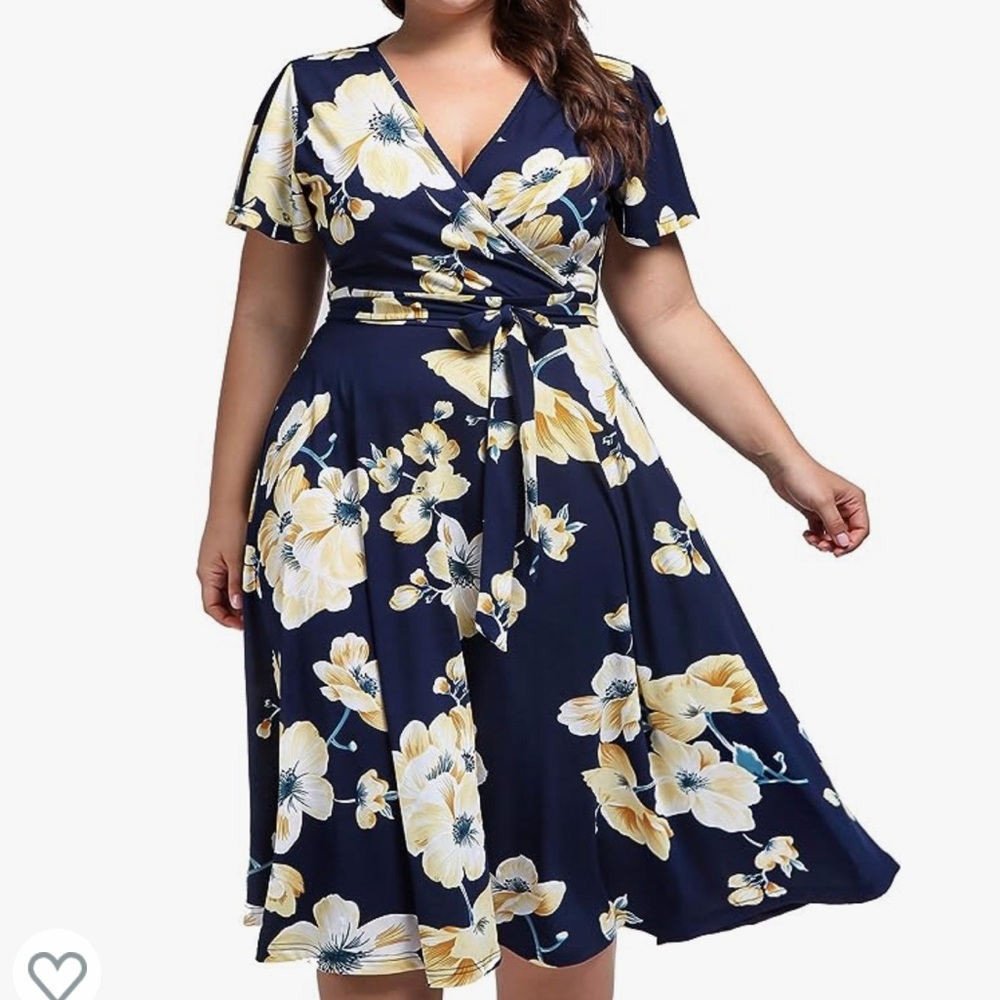 Plus Size Womens V Neck Floral Cocktail Party Midi Dresses size 22w NWT